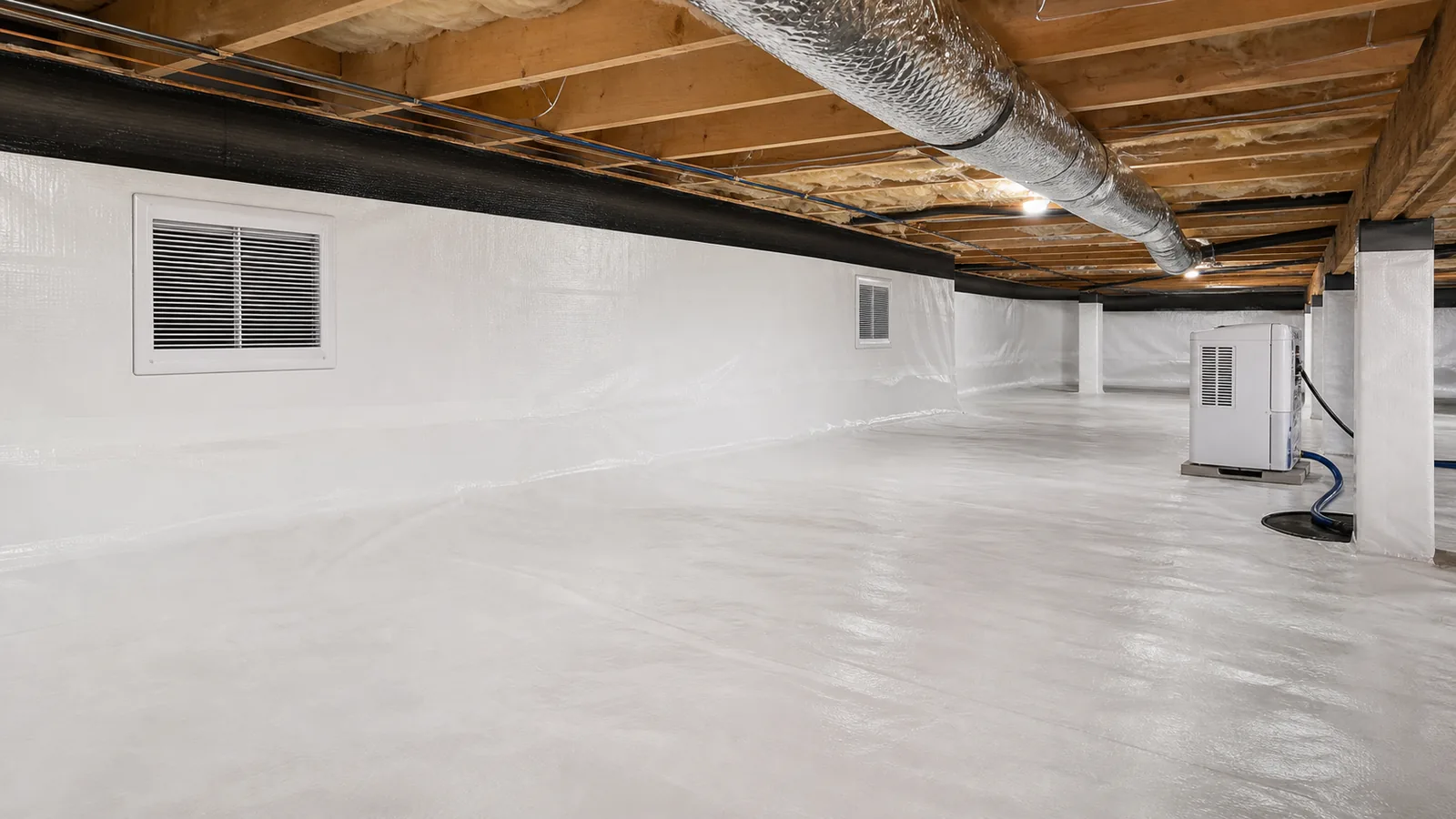 Illustrative clean, encapsulated crawlspace